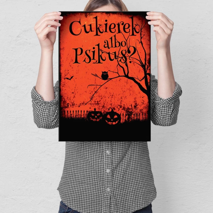 Plakat metalowy Cukierek albo psikus