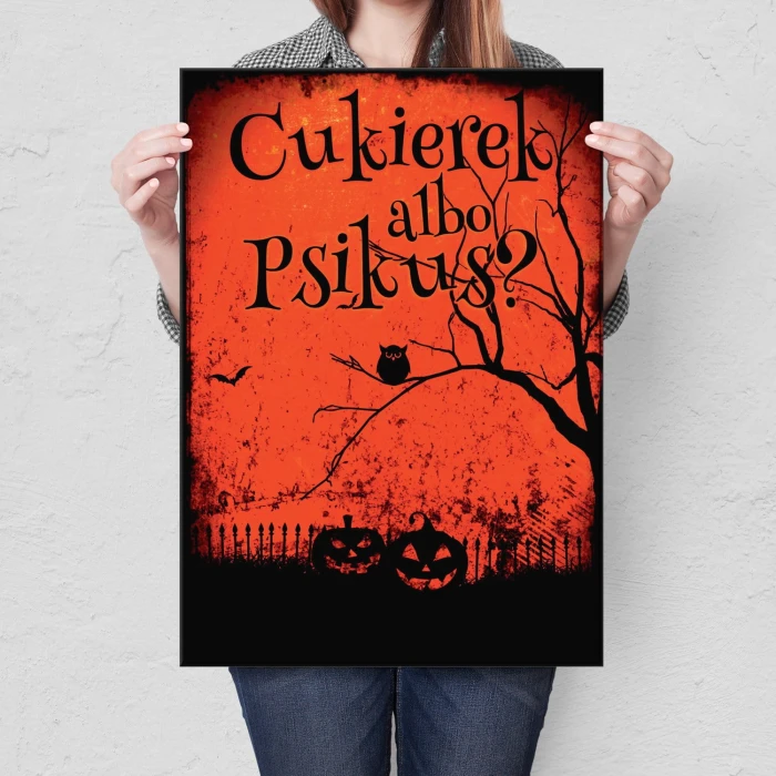 Plakat metalowy Cukierek albo psikus