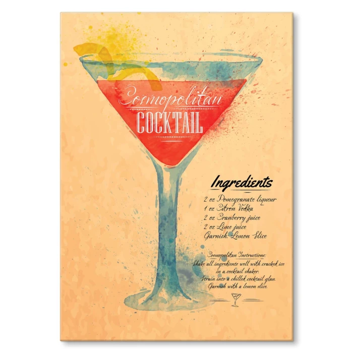 Plakat metalowy Cosmopolitan cocktail