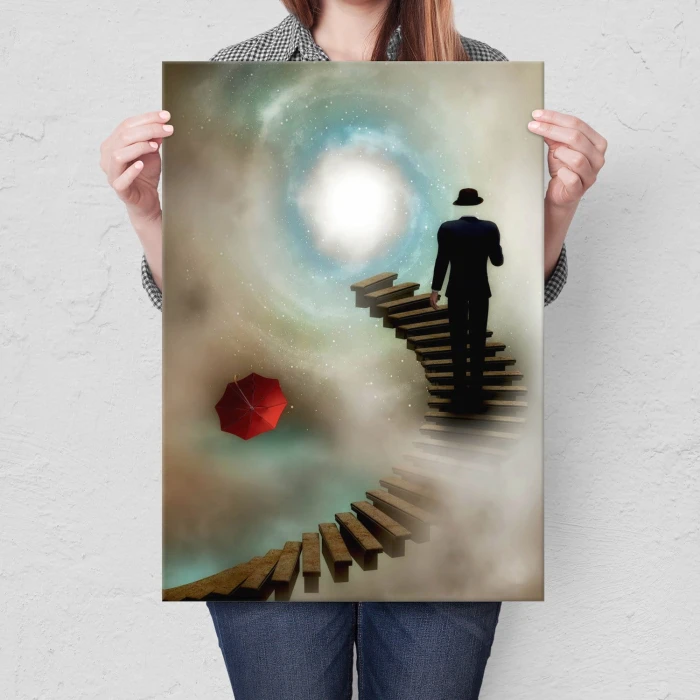 Plakat metalowy Kosmos i mężczyzna Prezent