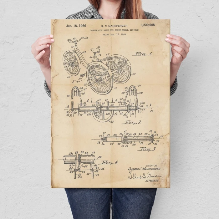 Plakat metalowy Rower Trójkołowiec