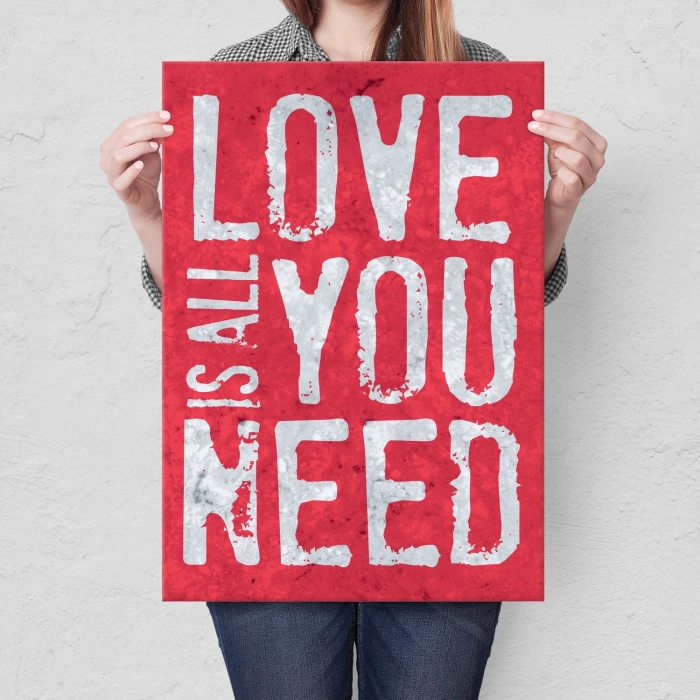 Plakat metalowy Love is all you need Prezent