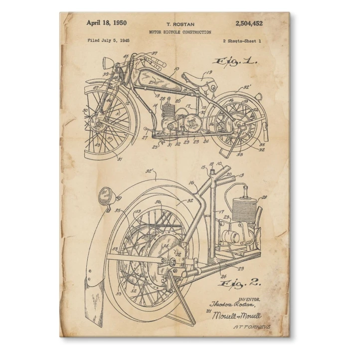 Plakat metalowy  Stary motocykl