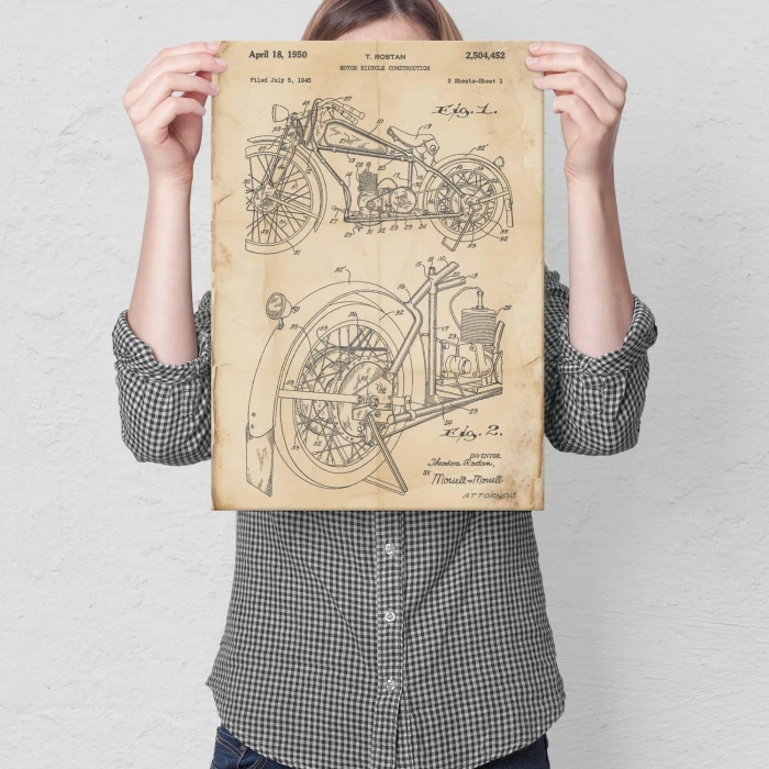 Plakat metalowy  Stary motocykl