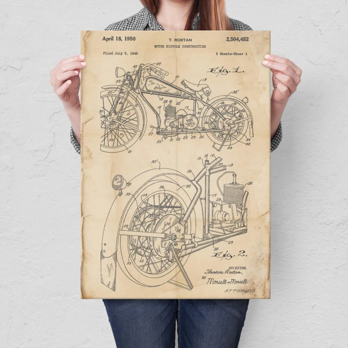 Plakat metalowy  Stary motocykl