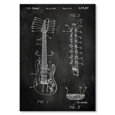 Plakat metalowy Gitara siedmiostrunowa