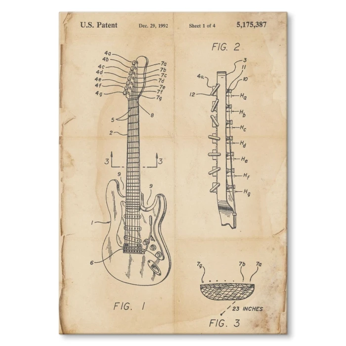 Plakat metalowy Gitara siedmiostrunowa