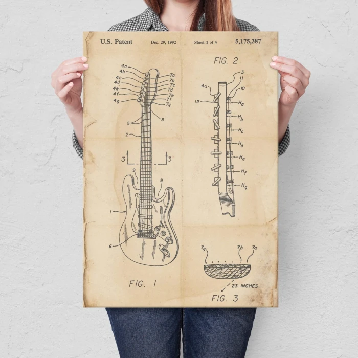 Plakat metalowy Gitara siedmiostrunowa