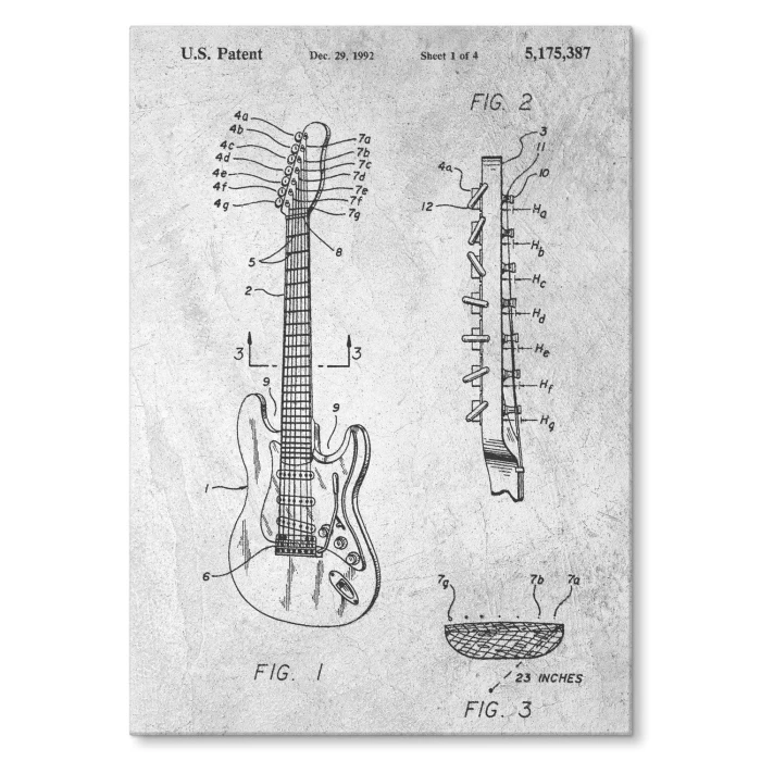 Plakat metalowy Gitara siedmiostrunowa