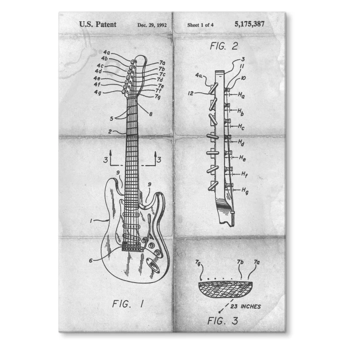 Plakat metalowy Gitara siedmiostrunowa