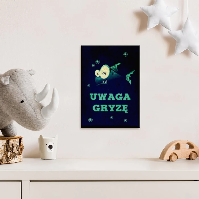 Plakat metalowy Uwaga gryzę Prezent