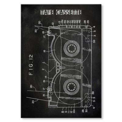 Plakat metalowy Kaseta Taśma Magnetowid