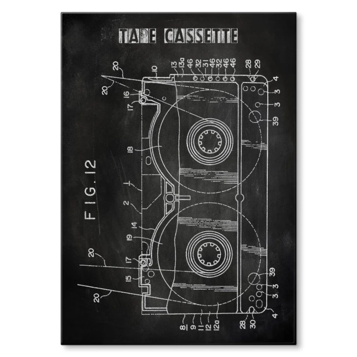 Plakat metalowy Kaseta Taśma Magnetowid