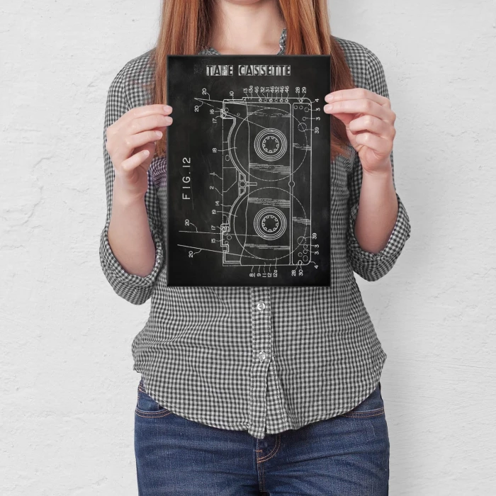 Plakat metalowy Kaseta Taśma Magnetowid