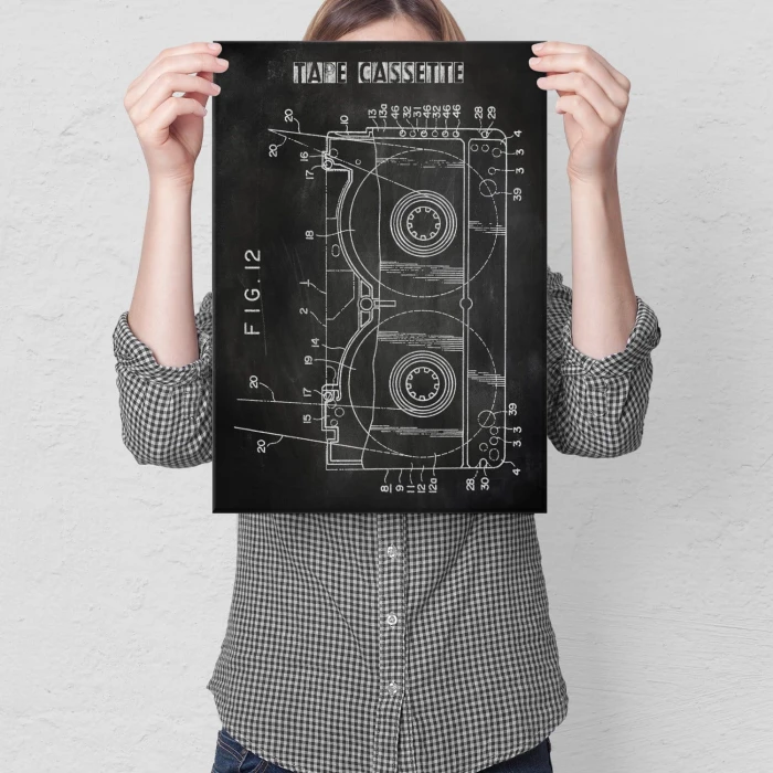 Plakat metalowy Kaseta Taśma Magnetowid