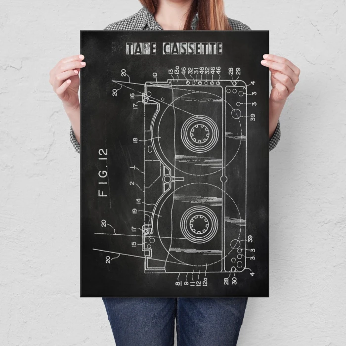 Plakat metalowy Kaseta Taśma Magnetowid