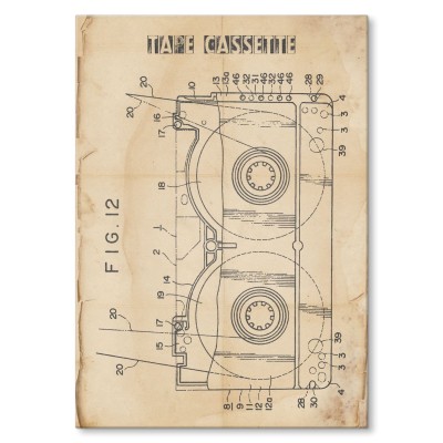 Plakat metalowy Kaseta Taśma Magnetowid