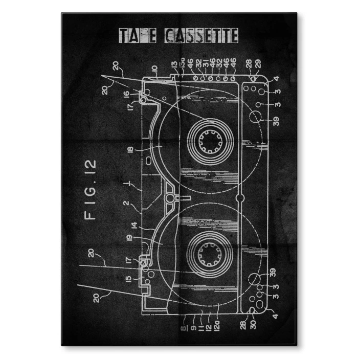 Plakat metalowy Kaseta Taśma Magnetowid