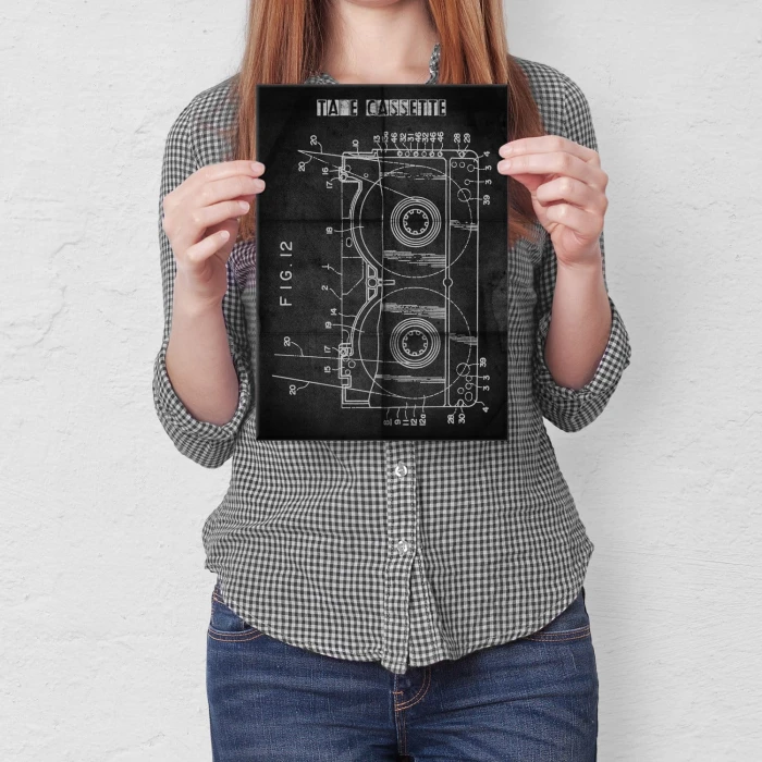 Plakat metalowy Kaseta Taśma Magnetowid