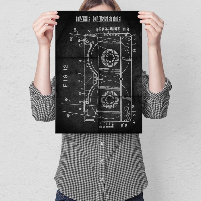 Plakat metalowy Kaseta Taśma Magnetowid