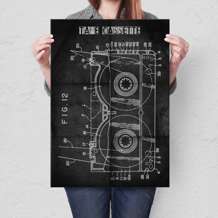 Plakat metalowy Kaseta Taśma Magnetowid