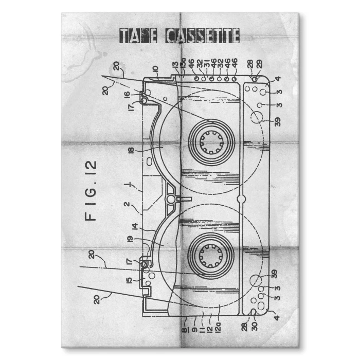 Plakat metalowy Kaseta Taśma Magnetowid
