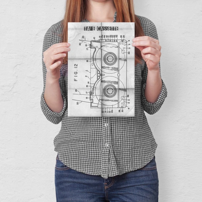 Plakat metalowy Kaseta Taśma Magnetowid