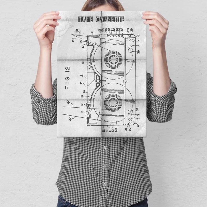 Plakat metalowy Kaseta Taśma Magnetowid