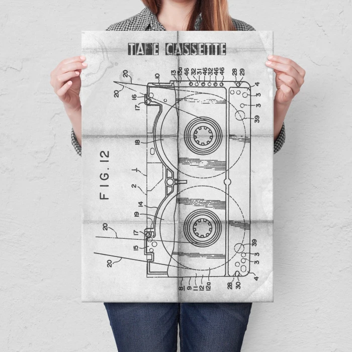 Plakat metalowy Kaseta Taśma Magnetowid