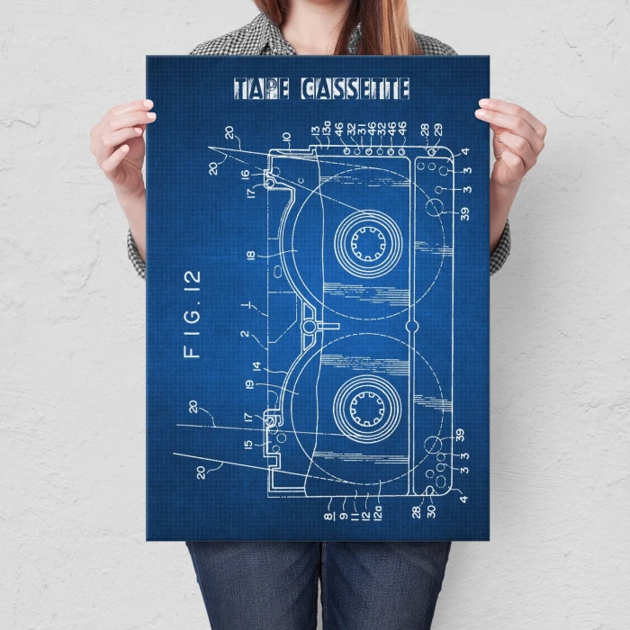 Plakat metalowy Kaseta Taśma Magnetowid