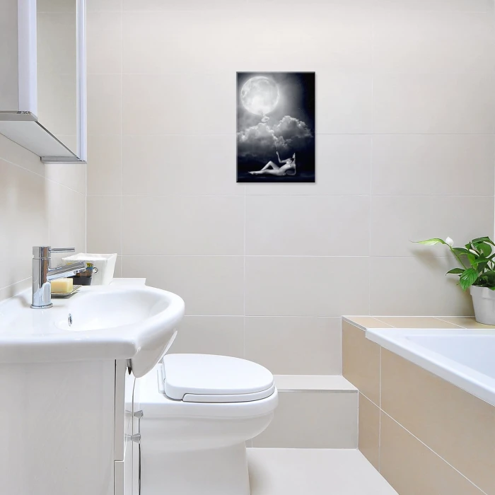 Plakat metalowy Naga kobieta księżyc Prezent