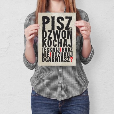 Plakat metalowy Pisz dzwoń kochaj Prezent