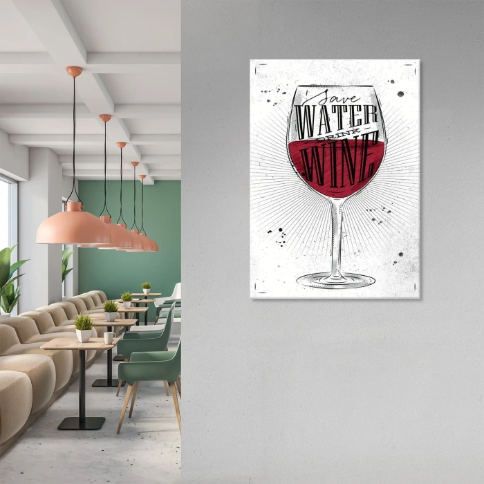 Plakat metalowy Save water drink wine