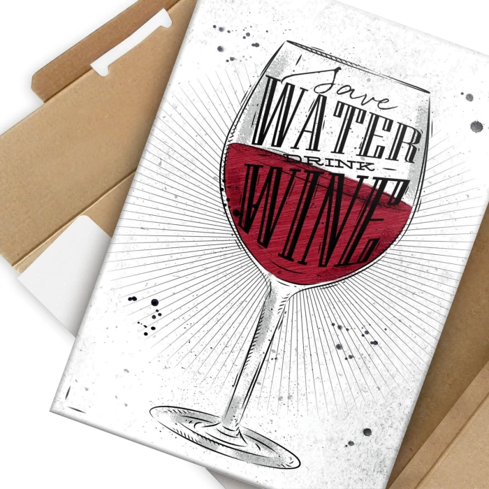 Plakat metalowy Save water drink wine