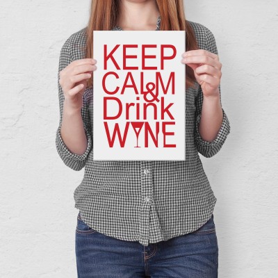Plakat metalowy Keep calm & drink wine