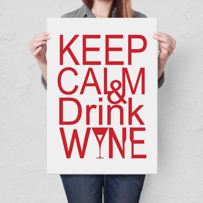 Plakat metalowy Keep calm & drink wine