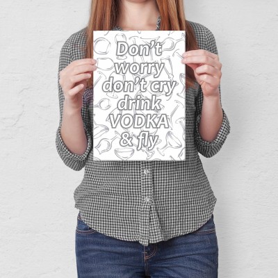 Plakat metalowy Drink vodka and fly