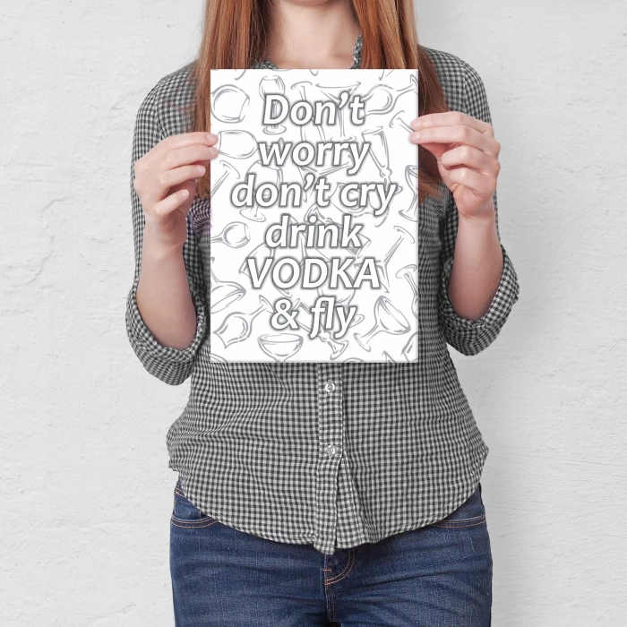 Plakat metalowy Drink vodka and fly