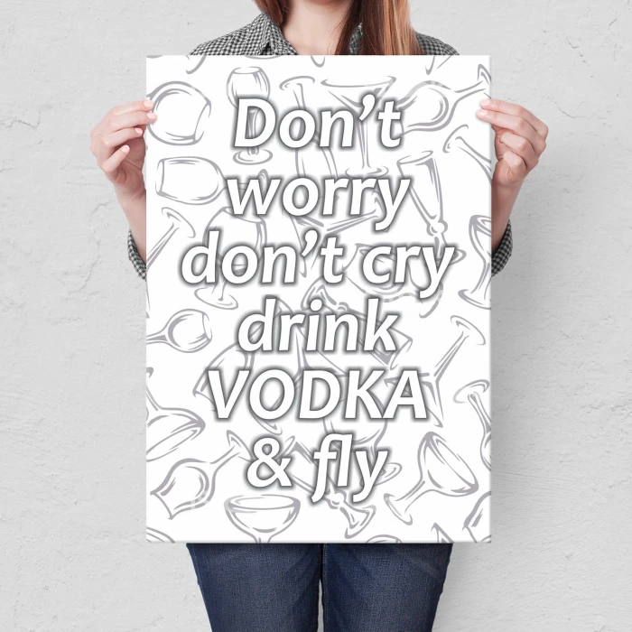 Plakat metalowy Drink vodka and fly