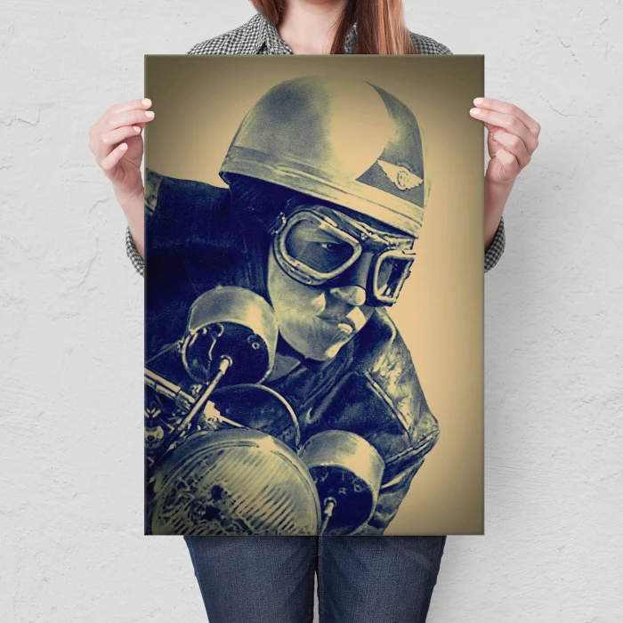 Plakat metalowy Motocyklista Prezent