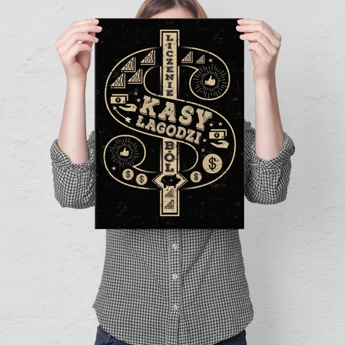 Plakat metalowy Liczenie kasy Prezent