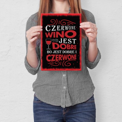Plakat metalowy Dobre wino