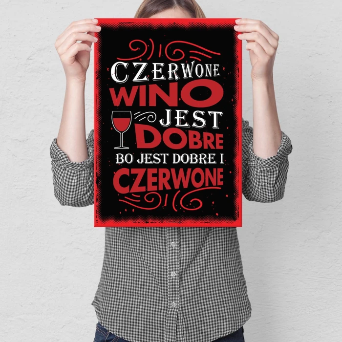 Plakat metalowy Dobre wino