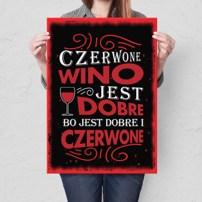 Plakat metalowy Dobre wino