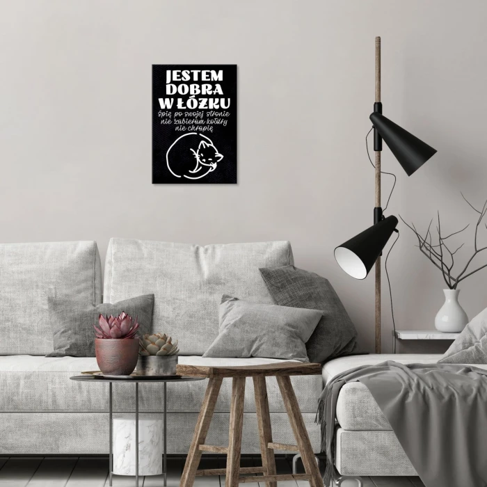 Plakat metalowy Jestem dobra w łóżku