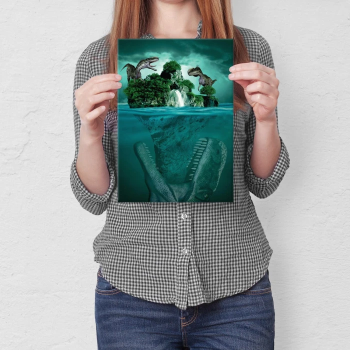 Plakat metalowy Wyspa dinozaurów