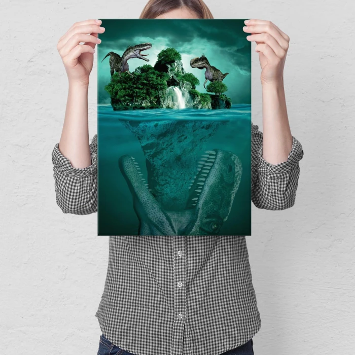 Plakat metalowy Wyspa dinozaurów