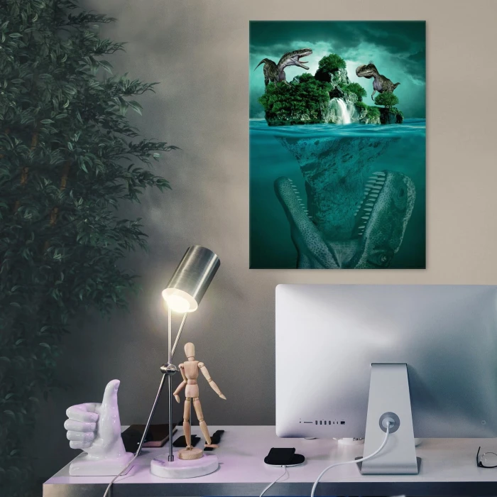 Plakat metalowy Wyspa dinozaurów