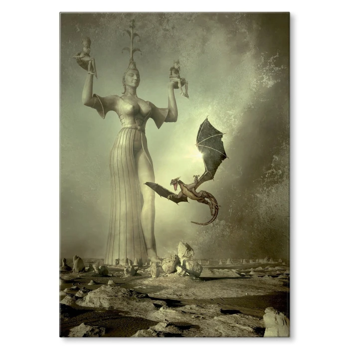 Plakat metalowy Smok Fantasy