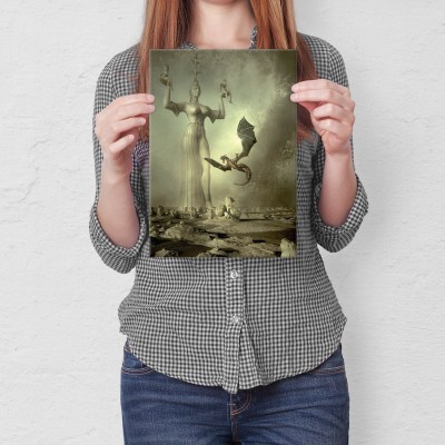 Plakat metalowy Smok Fantasy